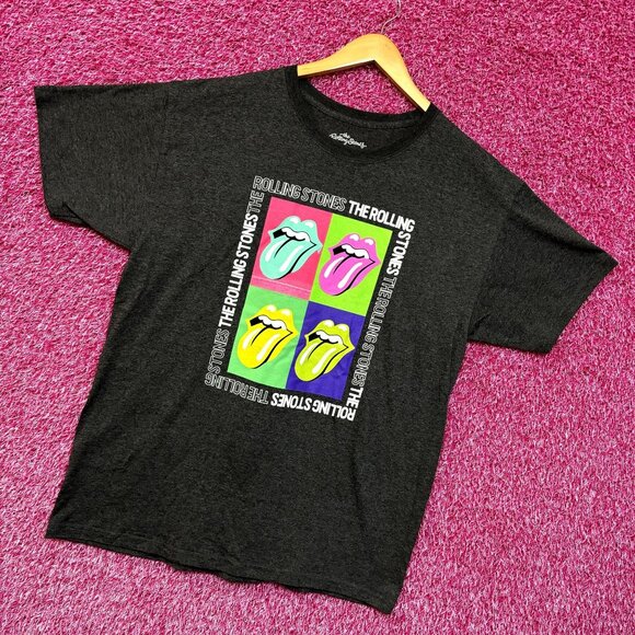 The Rolling Stones Multi Spell-Out Pop Art Hot Lips Rock Tee L - Picture 3 of 4